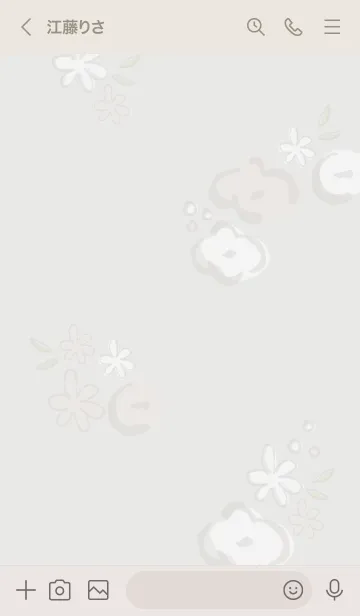 [LINE着せ替え] 手書きお花リース グレージュ5の画像3