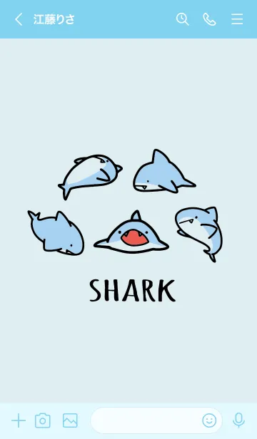 [LINE着せ替え] 青 : シンプルなサメの画像3