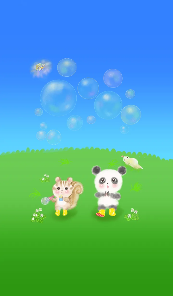 [LINE着せ替え] パンダとリス、幻のツチノコとUFO？の画像1