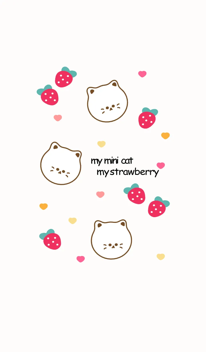 [LINE着せ替え] Cute cat & Strawberry 14の画像1