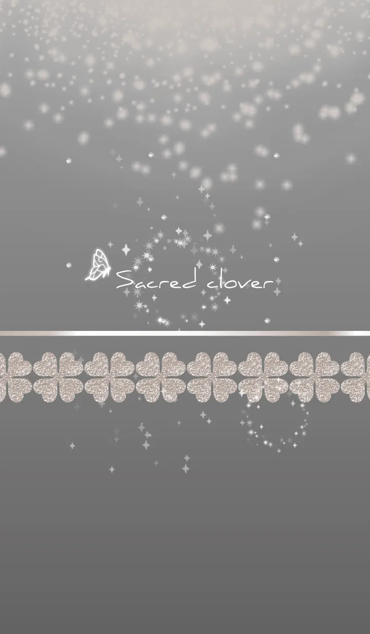 [LINE着せ替え] グレー : 聖なる四葉と蝶の画像1