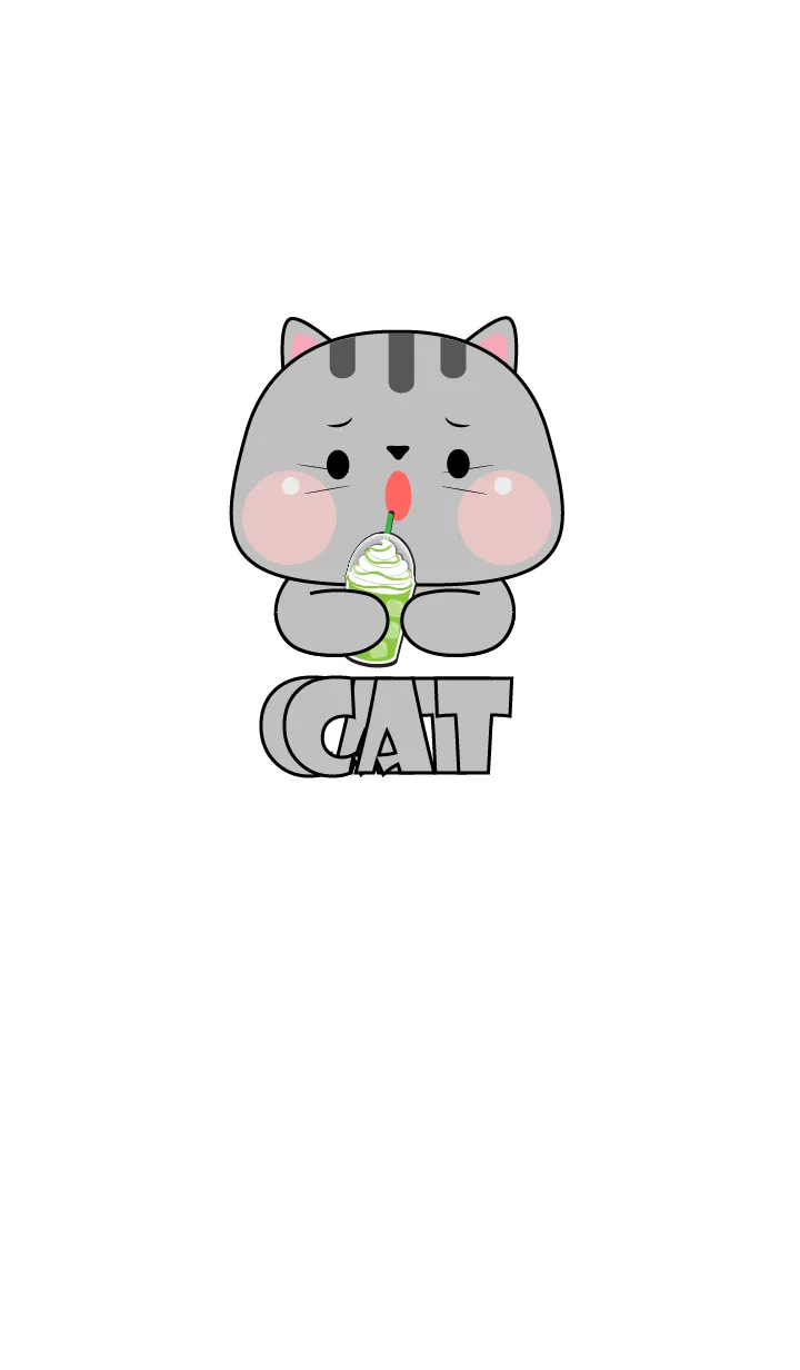 [LINE着せ替え] Simple Grey Cat  Love Food Theme (JP)の画像1