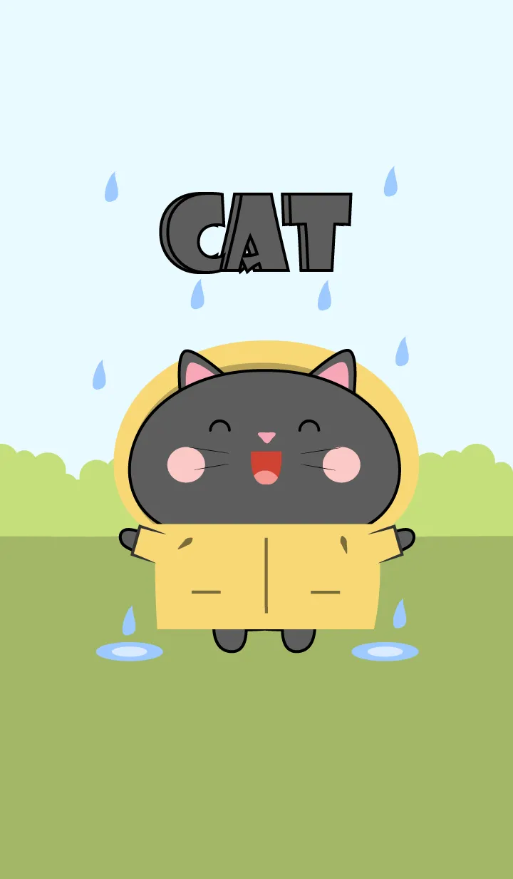 [LINE着せ替え] Black Cat With Rainy Day Theme (JP)の画像1