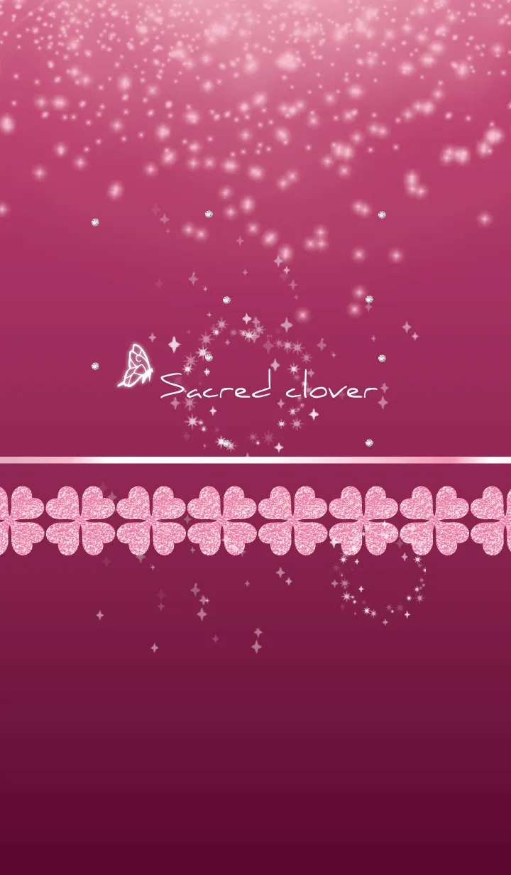 [LINE着せ替え] ピンク : 聖なる四葉と蝶の画像1