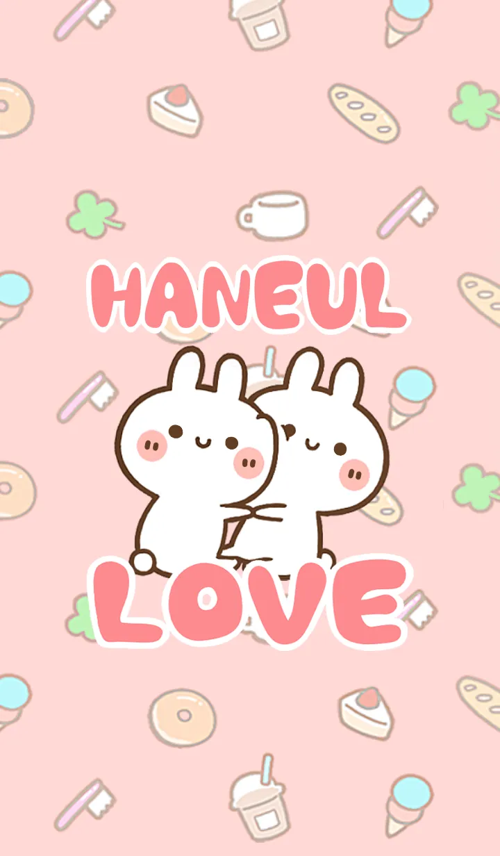 [LINE着せ替え] 【HANEUL】LOVE☆うさちゃん名前着せかえの画像1