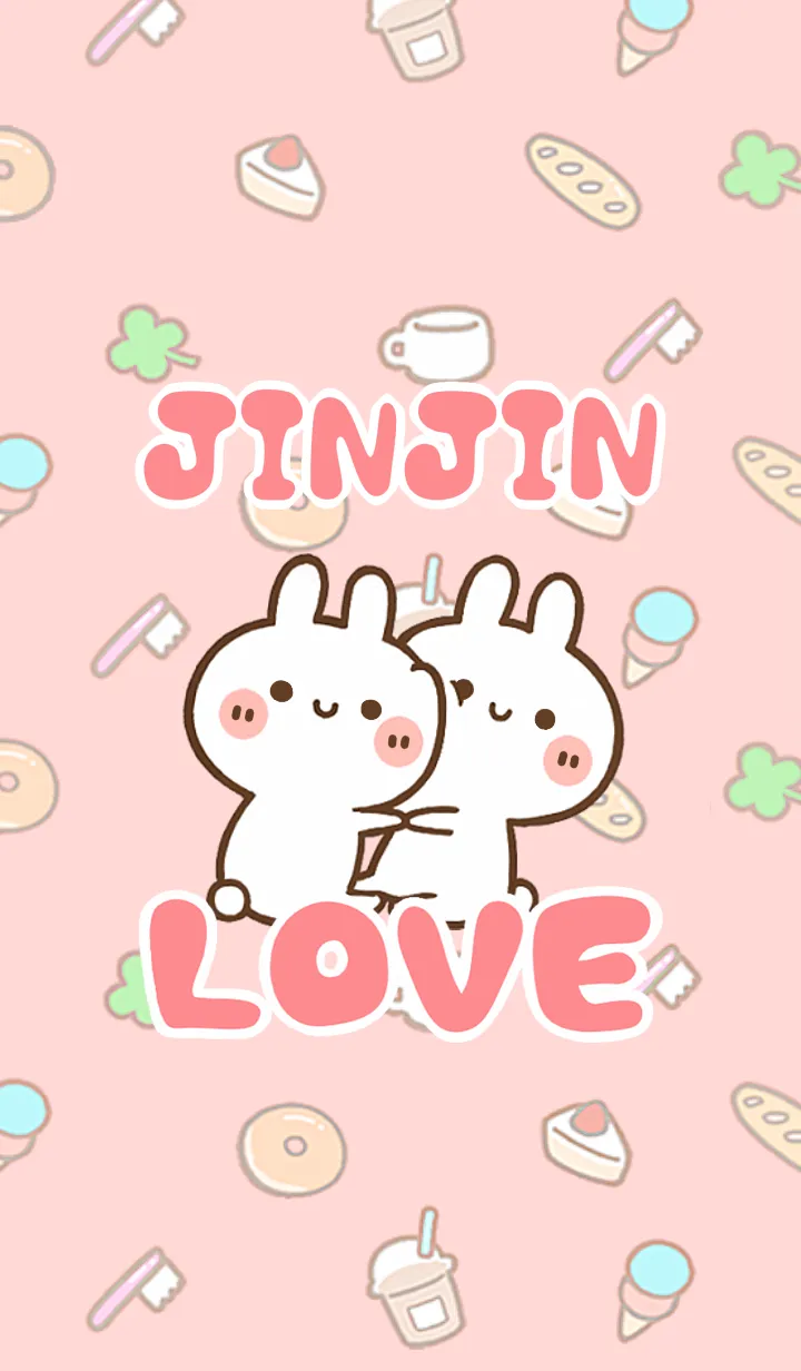 [LINE着せ替え] 【JINJIN】LOVE☆うさちゃん名前着せかえの画像1