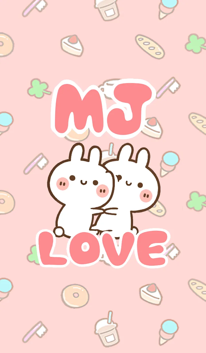 [LINE着せ替え] 【MJ】LOVE☆うさちゃん名前着せかえの画像1