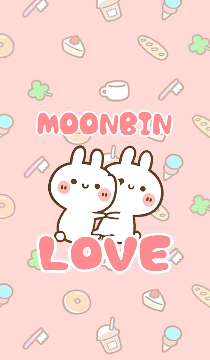 [LINE着せ替え] 【MOONBIN】LOVE☆うさちゃん名前着せかえの画像1