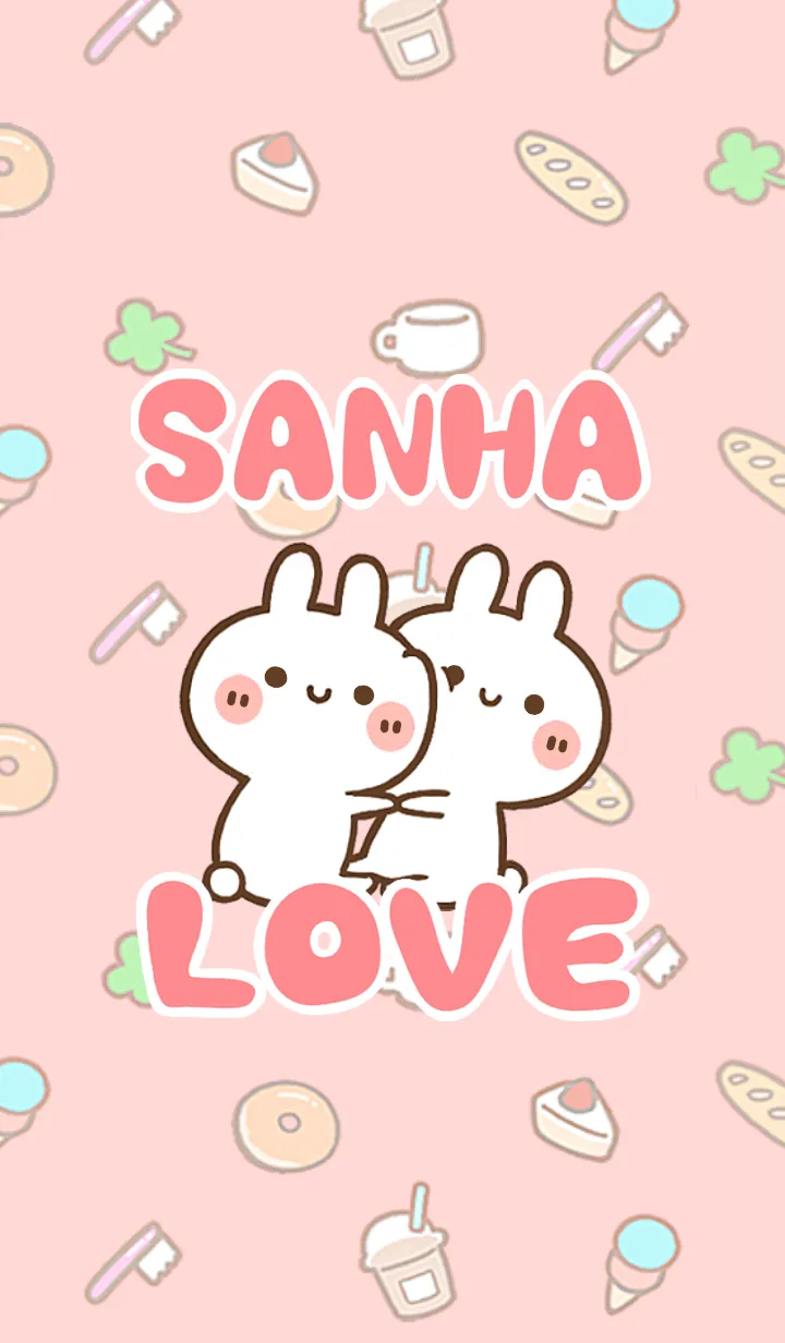 [LINE着せ替え] 【SANHA】LOVE☆うさちゃん名前着せかえの画像1