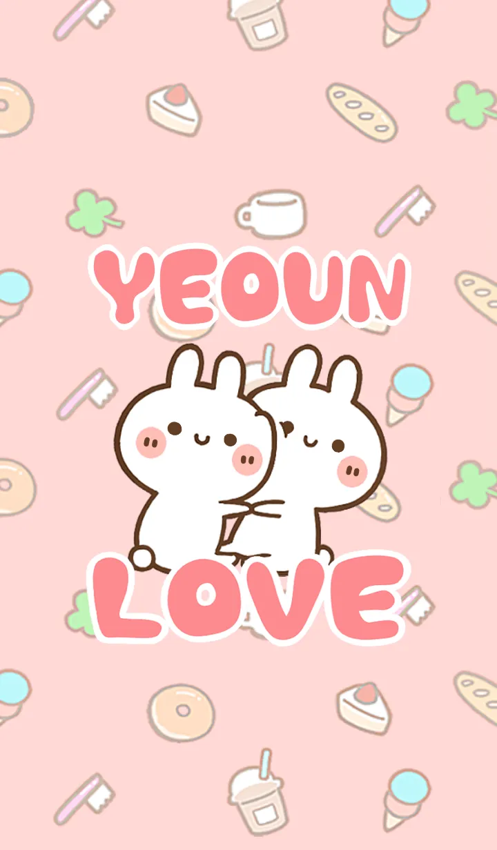 [LINE着せ替え] 【YEOUN】LOVE☆うさちゃん名前着せかえの画像1