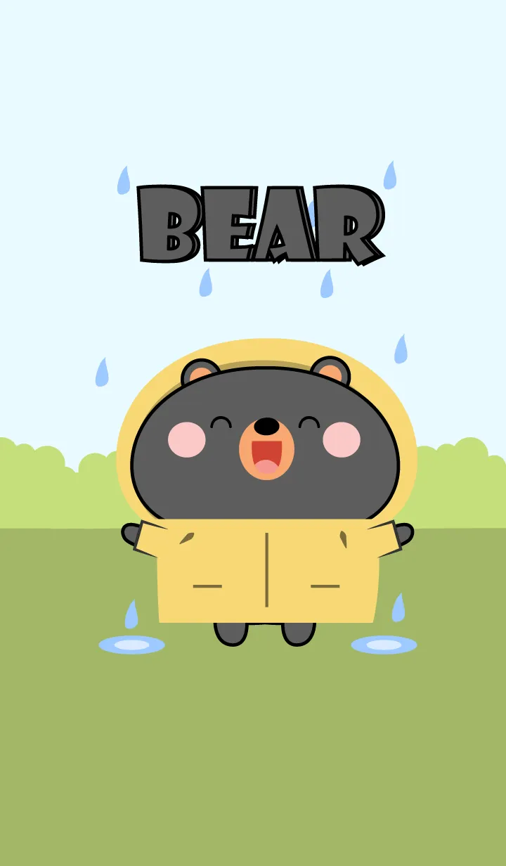 [LINE着せ替え] Black Bear With Rainy Day Theme (JP)の画像1