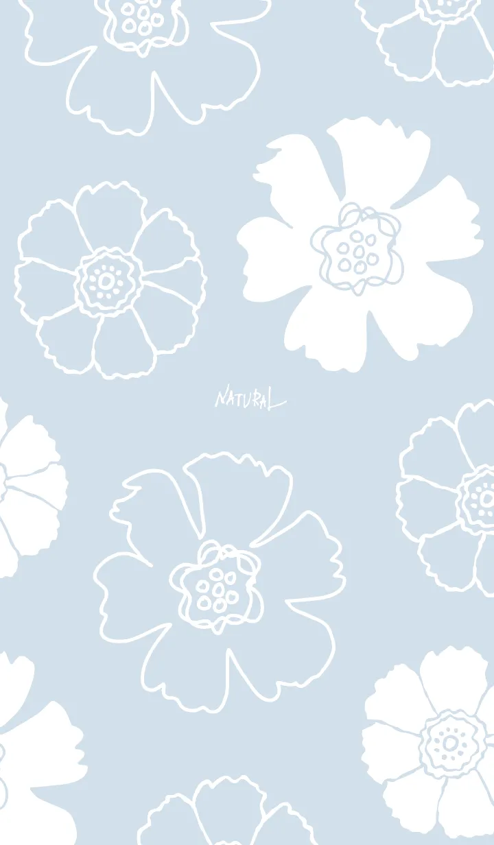 [LINE着せ替え] 2種の白い花ブルー5の画像1