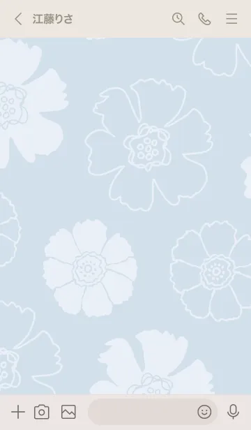 [LINE着せ替え] 2種の白い花ブルー5の画像3