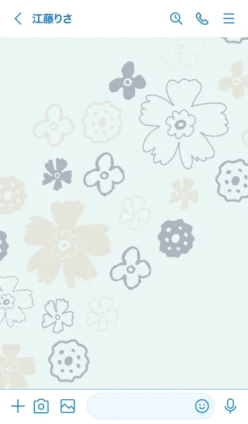 [LINE着せ替え] 手書き花 くすみブルーの画像3