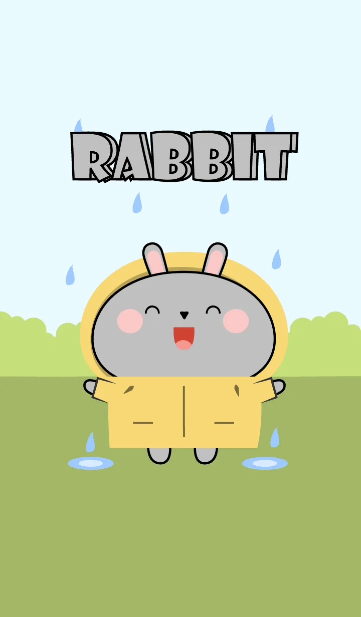 [LINE着せ替え] Grey Rabbit With Rainy Day Theme (JP)の画像1