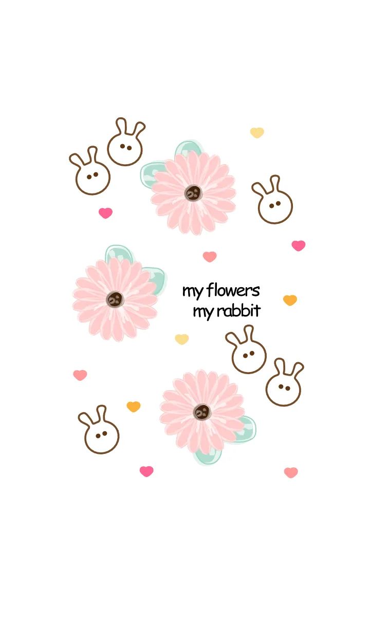 [LINE着せ替え] Pink flowers & mini rabbit 10の画像1