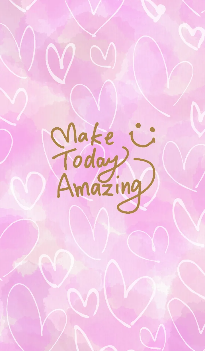 [LINE着せ替え] 水彩ピンク白ハートスマイル25の画像1