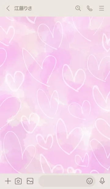 [LINE着せ替え] 水彩ピンク白ハートスマイル25の画像3