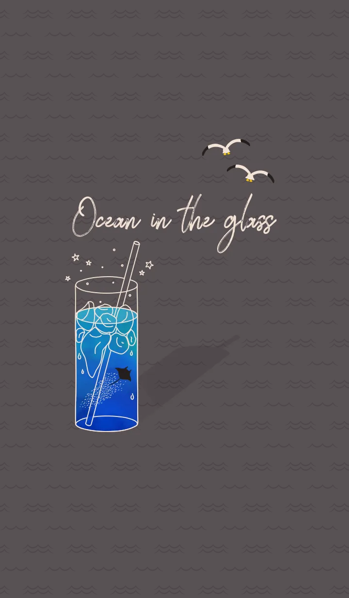 [LINE着せ替え] グラスの中の海01 + ブラウンの画像1