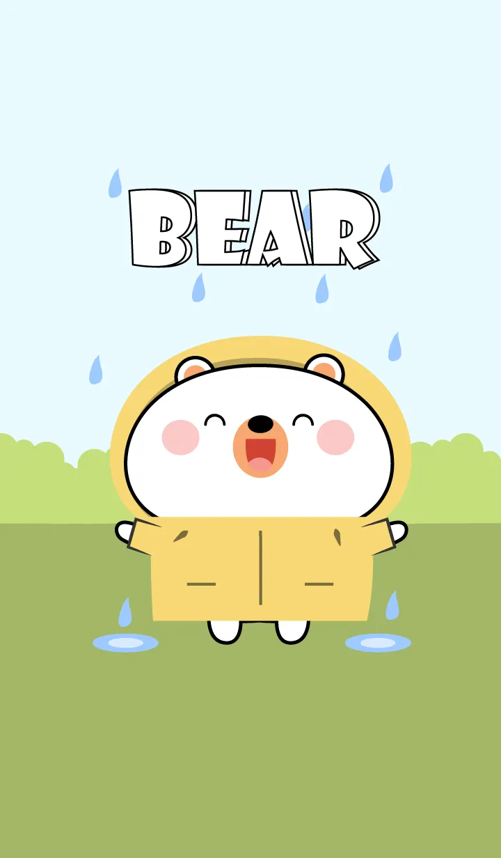 [LINE着せ替え] White Bear With Rainy Day Theme (JP)の画像1