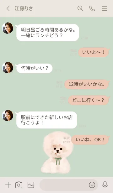 [LINE着せ替え] ビションフリーゼ×しんぷるくすみグリーンの画像4