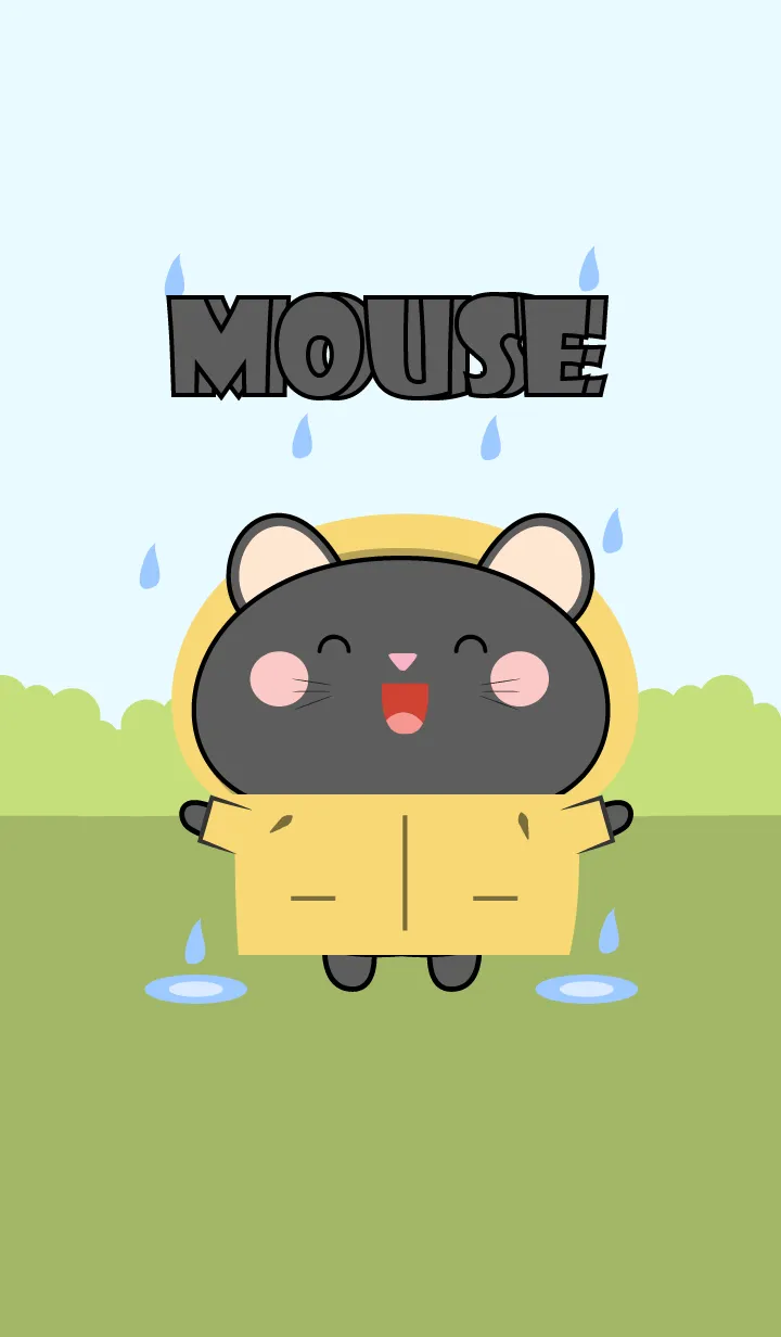 [LINE着せ替え] Black Mouse  With Rainy Day Theme (JP)の画像1