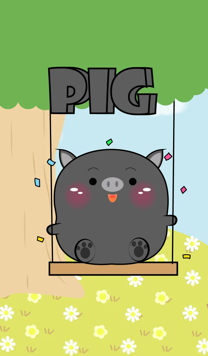 [LINE着せ替え] Enjoy Black Pig Theme (JP)の画像1