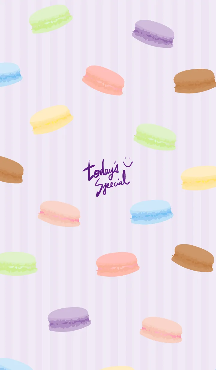 [LINE着せ替え] マカロン ストライプ パープル スマイル3の画像1