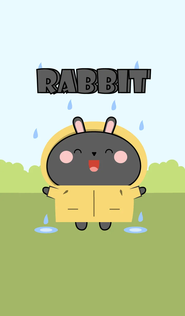 [LINE着せ替え] Black Rabbit With Rainy Day Theme (JP)の画像1
