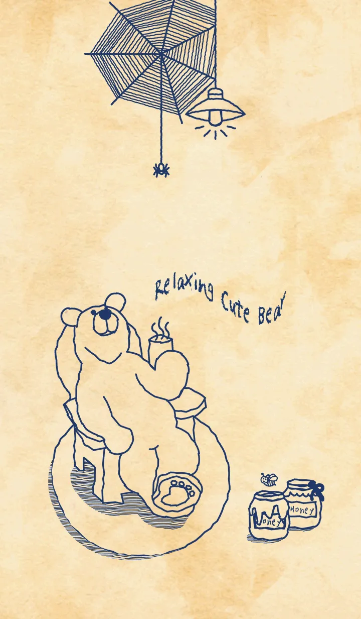 [LINE着せ替え] かわいいクマをリラックス (青)の画像1