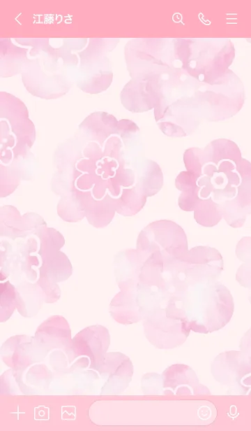 [LINE着せ替え] ピンク水彩お花柄 スマイル4の画像3