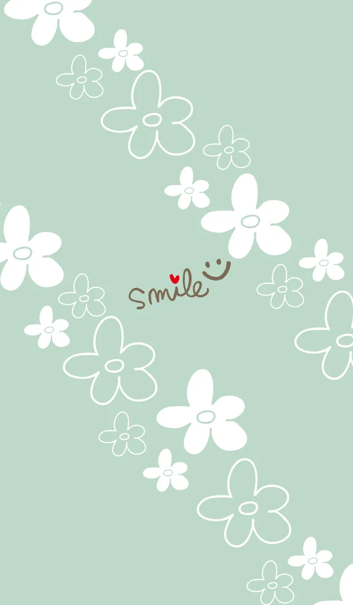[LINE着せ替え] 手書きのお花 くすみグリーンの画像1