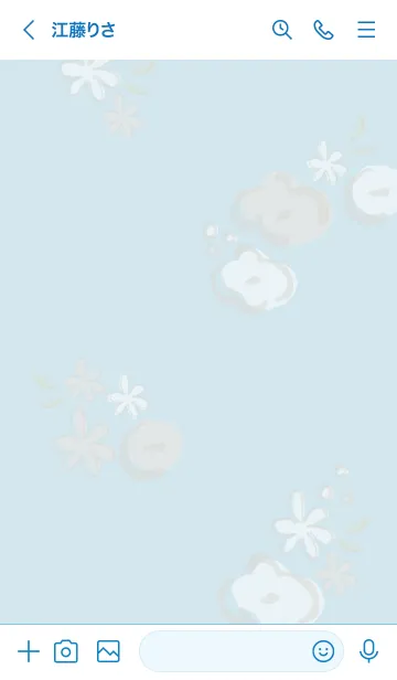 [LINE着せ替え] 手書きお花リース ブルー2の画像3