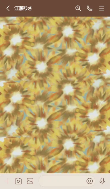 [LINE着せ替え] ベージュとカーキ : 水彩のひまわりの画像3