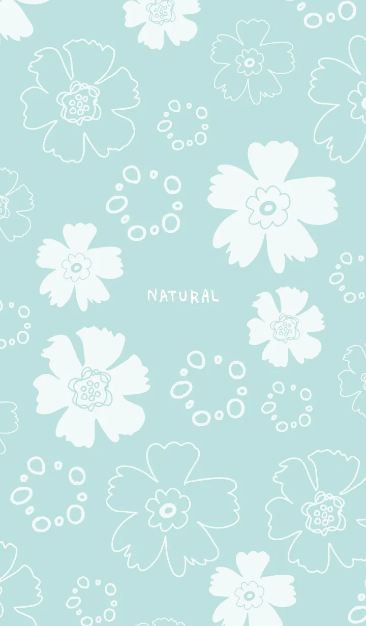 [LINE着せ替え] ナチュラル 花と丸 ブルーの画像1