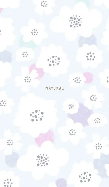 [LINE着せ替え] 白いお花と水玉 ライトブルーの画像1