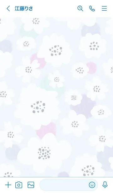 [LINE着せ替え] 白いお花と水玉 ライトブルーの画像3