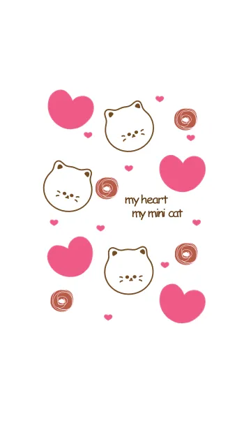 [LINE着せ替え] Cute cat & Cute heart 13の画像1
