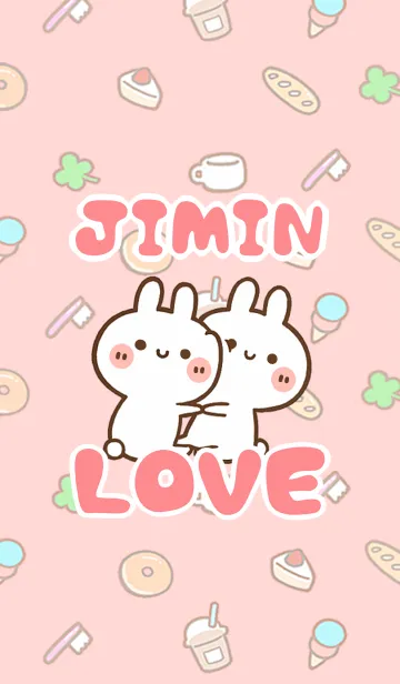 [LINE着せ替え] 【JIMIN】LOVE☆うさちゃん名前着せかえの画像1