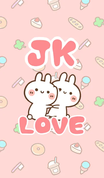[LINE着せ替え] 【JK】LOVE☆うさちゃん名前着せかえの画像1