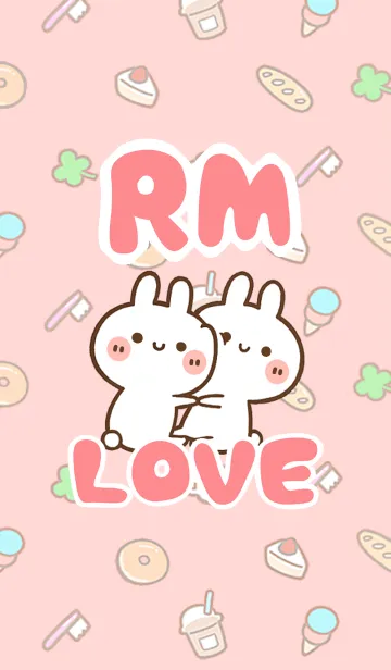 [LINE着せ替え] 【RM】LOVE☆うさちゃん名前着せかえの画像1