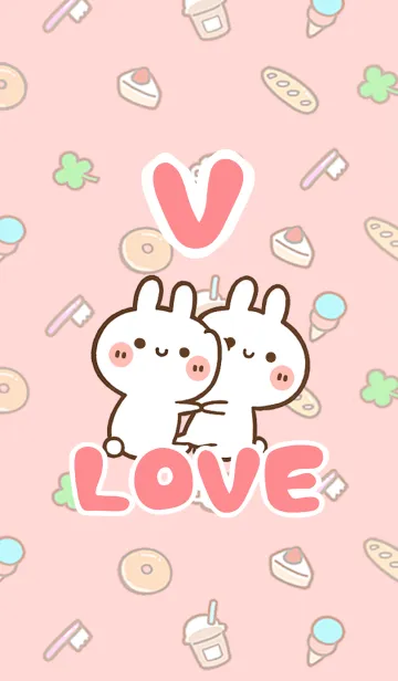 [LINE着せ替え] 【V】LOVE☆うさちゃん名前着せかえの画像1