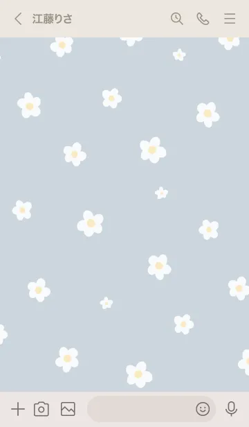 [LINE着せ替え] シンプル 小花柄 スカイグレーの画像3