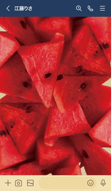 [LINE着せ替え] ベージュとネイビー : スイカの画像3