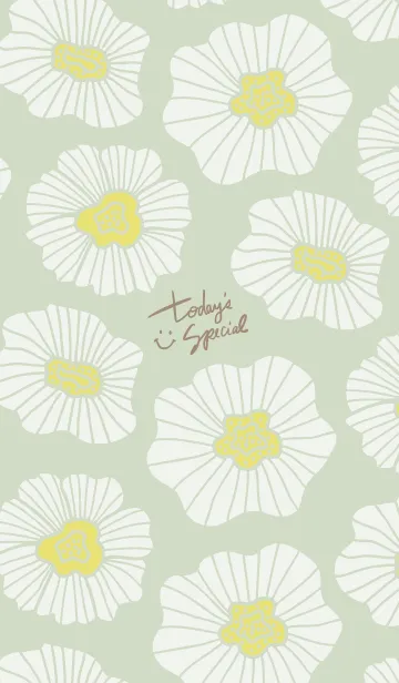 [LINE着せ替え] 白い花舞う グリーン2の画像1