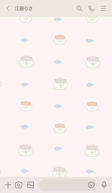 [LINE着せ替え] カワウソとおさかな Pinkbeige ver.の画像3