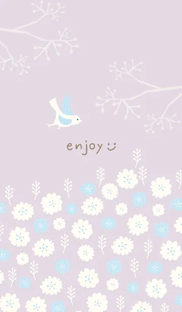 北欧風 鳥と花29の着せ替えメイン画像