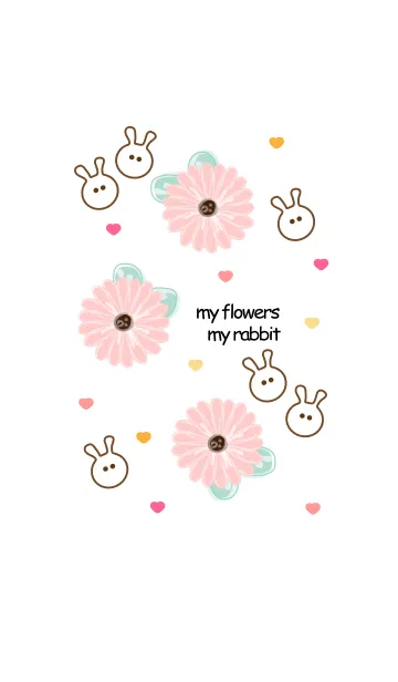 [LINE着せ替え] Pink flowers & mini rabbit 12の画像1