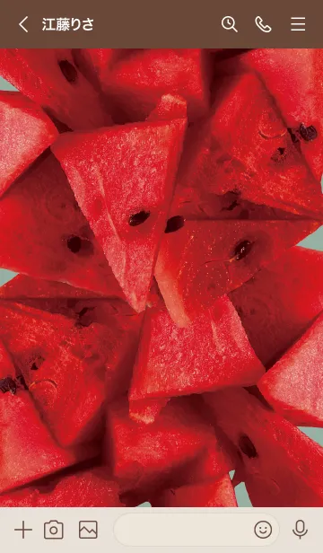 [LINE着せ替え] ベージュとカーキ : スイカの画像3