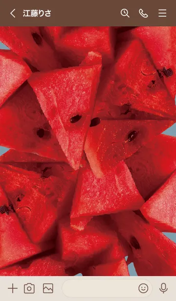 [LINE着せ替え] ベージュと青 : スイカの画像3